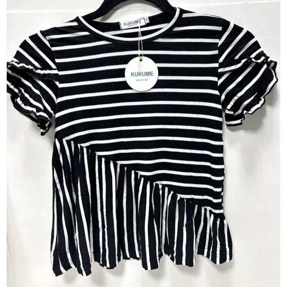 Toddler Summer Stripped Dress T-Shirt, Kukume Black & White Cute Size 120 T - Picture 1 of 9